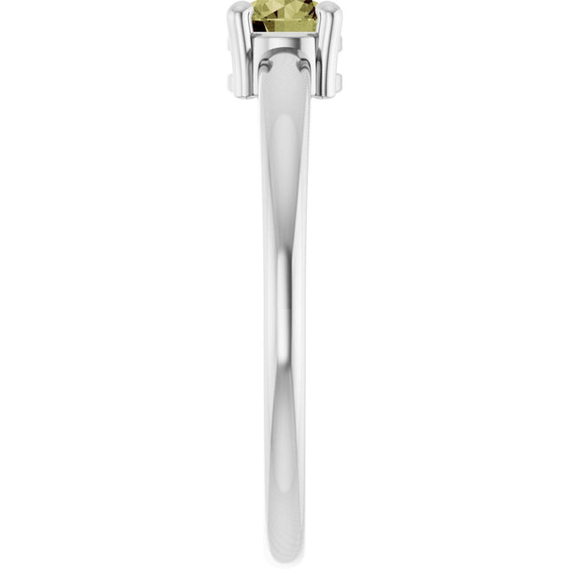 Platinum Round Natural Green Sapphire Solitaire Ring - view 9