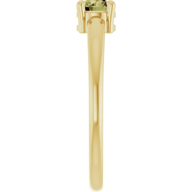 14K Gold Round Natural Green Sapphire Solitaire Ring - Yellow Gold - view 9