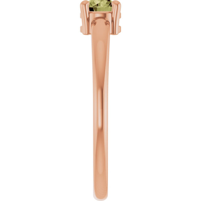 14K Gold Round Natural Green Sapphire Solitaire Ring - Rose Gold - view 9
