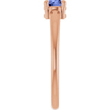 14K Gold Round Natural Tanzanite Solitaire Ring - Rose Gold - view 9