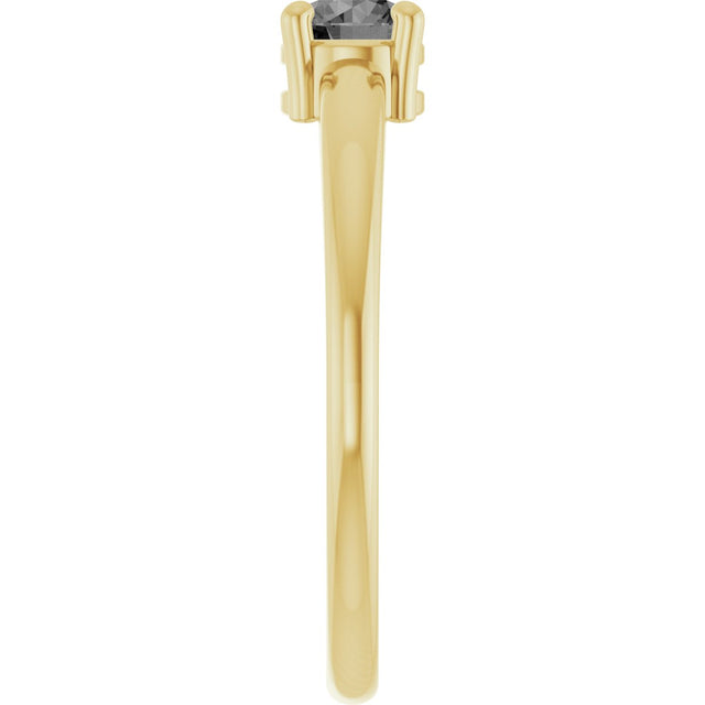 14K Gold Round Natural Gray Spinel Solitaire Ring - Yellow Gold - view 9