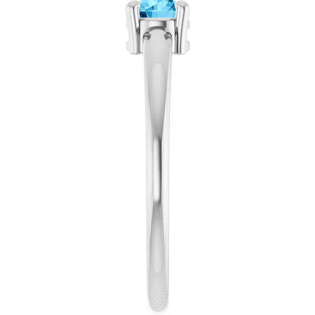 Platinum Round Natural Swiss Blue Topaz Solitaire Ring - view 9