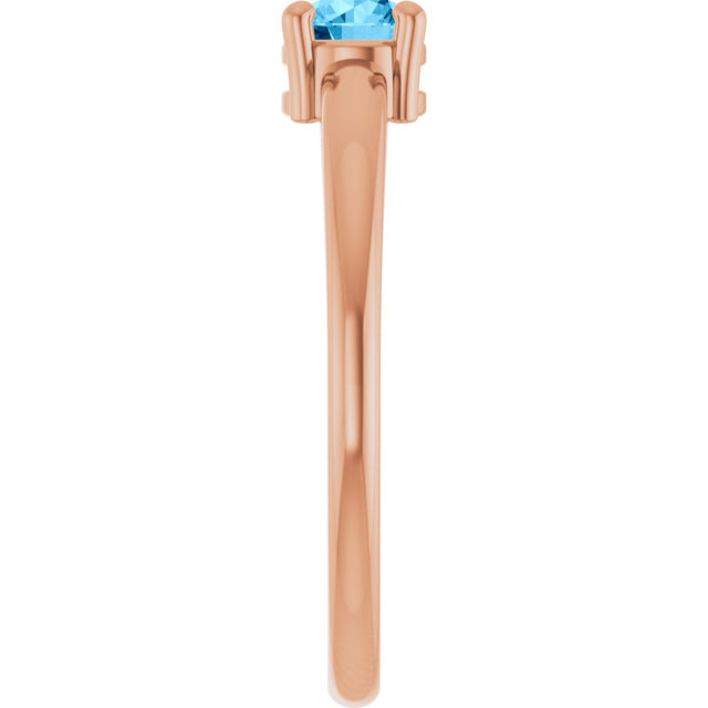 14K Gold Round Natural Swiss Blue Topaz Solitaire Ring - Rose Gold - view 9