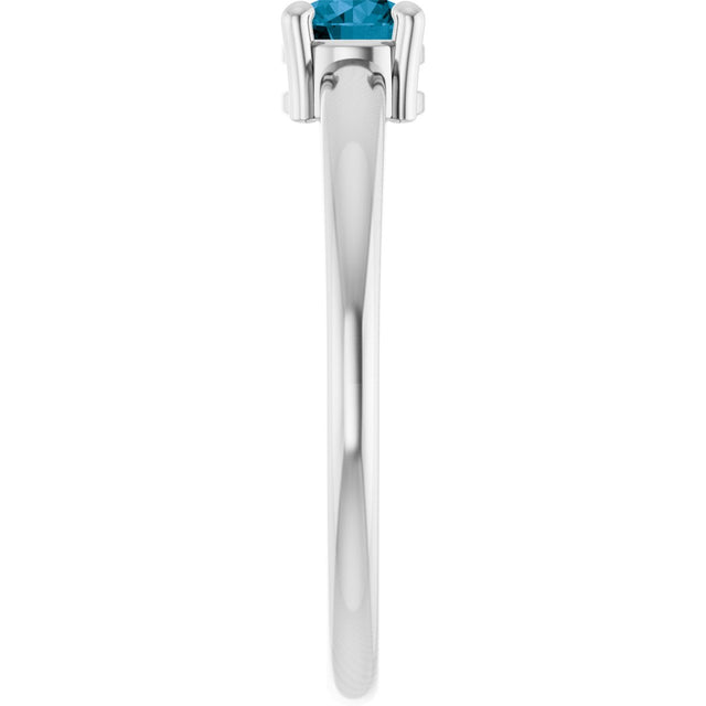 14K Gold Round Natural London Blue Topaz Solitaire Ring - White Gold - view 9