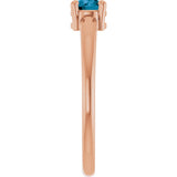14K Gold Round Natural London Blue Topaz Solitaire Ring - Rose Gold - view 9
