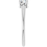 14K Gold Round Natural White Sapphire Solitaire Ring - White Gold - view 9