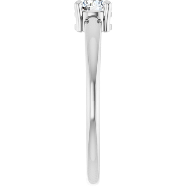 14K Gold Round Natural White Sapphire Solitaire Ring - White Gold - view 9