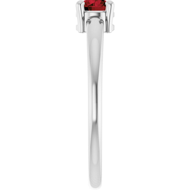 Platinum Round Natural Mozambique Garnet Solitaire Ring - view 9