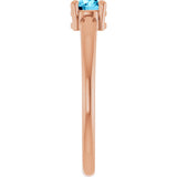 14K Gold Round Natural Aquamarine Solitaire Ring - Rose Gold - view 9