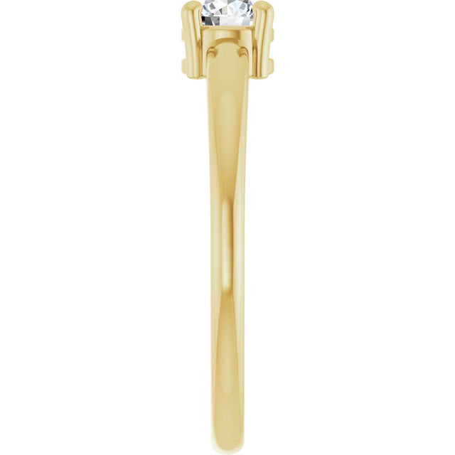 14K Gold Round Natural White Sapphire Solitaire Ring - Yellow Gold - view 9