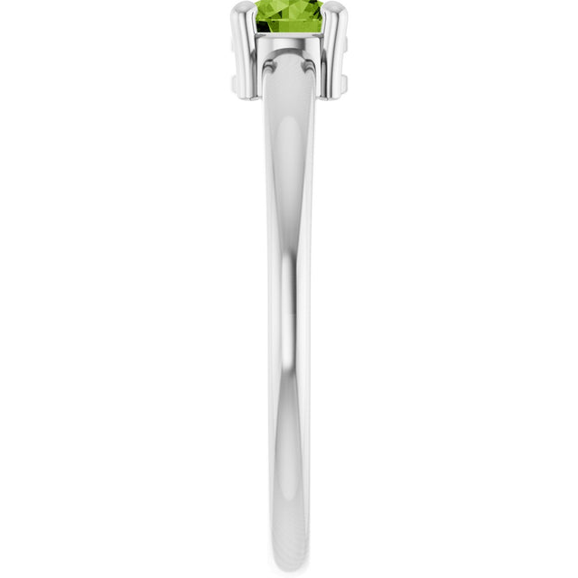Platinum Round Natural Peridot Solitaire Ring - view 9
