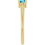 14K Gold Round Natural Blue Zircon Solitaire Ring - Yellow Gold - view 9