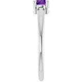 14K Gold Round Natural Amethyst Solitaire Ring - White Gold - view 9
