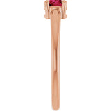 14K Gold Round Natural Ruby Solitaire Ring - Rose Gold - view 9