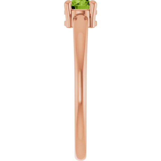 14K Gold Round Natural Peridot Solitaire Ring - Rose Gold - view 9