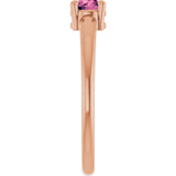 14K Gold Round Natural Pink Tourmaline Solitaire Ring - Rose Gold - view 9