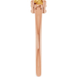 14K Gold Round Natural Citrine Solitaire Ring - Rose Gold - view 9