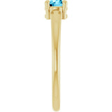 14K Gold Round Natural Aquamarine Solitaire Ring - Yellow Gold - view 9