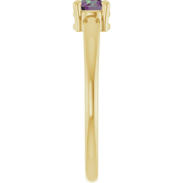 14K Gold Round Lab-Grown Alexandrite Solitaire Ring - Yellow Gold - view 9