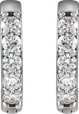 Platinum Round Natural Diamond Accented Huggie Earrings – 1.3-2mm Stones - view 8