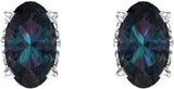 14K Gold Lab-Grown Alexandrite Oval 4-Prong Scroll Setting Stud Earrings - White Gold - view 2