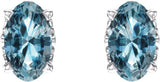 14K Gold Natural Sky Blue Topaz Oval 4-Prong Scroll Setting Stud Earrings - White Gold - view 2
