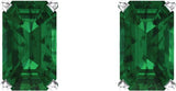 14K Gold Lab-Grown Emerald Emerald 4-Prong Scroll Setting Stud Earrings - White Gold - view 2