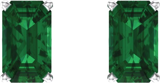 14K Gold Lab-Grown Emerald Emerald 4-Prong Scroll Setting Stud Earrings - White Gold - view 2