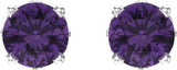 14K Gold Natural Amethyst Round 4-Prong Scroll Setting Stud Earrings - White Gold - view 2