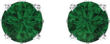 14K Gold Lab-Grown Emerald Round 4-Prong Scroll Setting Stud Earrings - White Gold - view 2