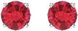 14K Gold Lab-Grown Ruby Round 4-Prong Scroll Setting Stud Earrings - White Gold - view 2