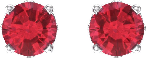 14K Gold Lab-Grown Ruby Round 4-Prong Scroll Setting Stud Earrings - White Gold - view 2