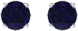 14K Gold Lab-Grown Blue Sapphire Round 4-Prong Scroll Setting Stud Earrings - White Gold - view 2