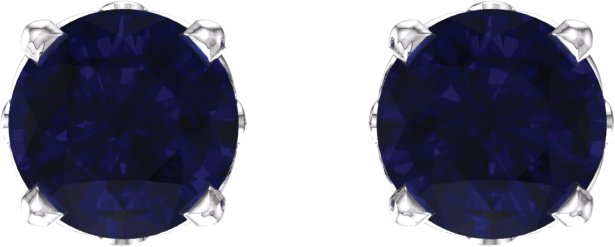 14K Gold Lab-Grown Blue Sapphire Round 4-Prong Scroll Setting Stud Earrings - White Gold - view 2
