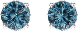 14K Gold Natural Swiss Blue Topaz Round 4-Prong Scroll Setting Stud Earrings - view 2