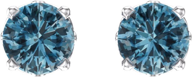 14K Gold Natural Swiss Blue Topaz Round 4-Prong Scroll Setting Stud Earrings - view 2