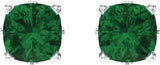 14K Gold Lab-Grown Emerald Cushion 4-Prong Scroll Setting Stud Earrings - White Gold - view 2