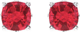 14K Gold Lab-Grown Ruby Cushion 4-Prong Scroll Setting Stud Earrings - White Gold - view 2