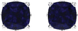 14K Gold Lab-Grown Blue Sapphire Cushion 4-Prong Scroll Setting Stud Earrings - White Gold - view 2