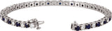 14K Gold Round Lab-Grown Blue Sapphire Line Bracelet - White Gold - view 11