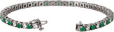 14K Gold Round Lab-Grown Emerald Line Bracelet - White Gold - view 11