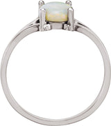 14K Gold Oval Natural White Opal Cabochon Ring – 8x6mm - White Gold - view 2