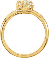 14K Gold Oval Natural Pink Tourmaline Crown Cabochon Ring - view 3