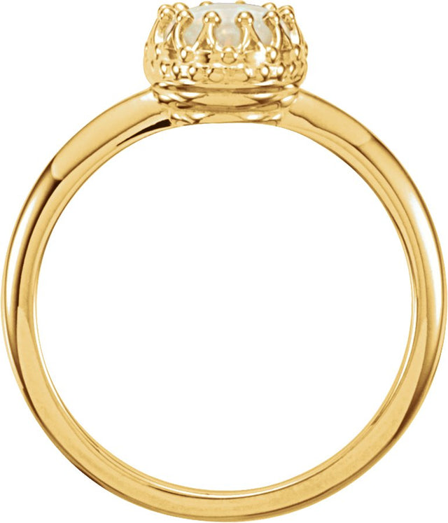 14K Gold Oval Natural Pink Tourmaline Crown Cabochon Ring - view 3