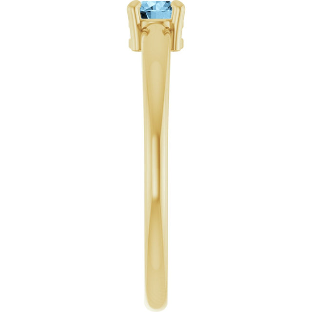 14K Gold Round Natural Sky Blue Topaz Solitaire Ring - Yellow Gold - view 9