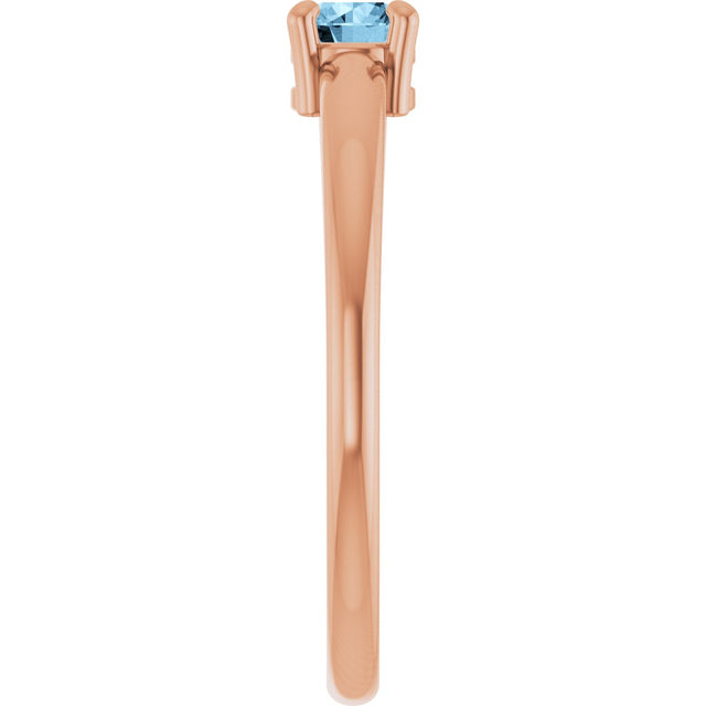 14K Gold Round Natural Sky Blue Topaz Solitaire Ring - Rose Gold - view 9