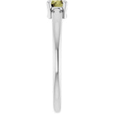 14K Gold Round Natural Green Sapphire Solitaire Ring - White Gold - view 9