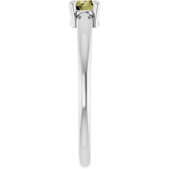 14K Gold Round Natural Green Sapphire Solitaire Ring - White Gold - view 9