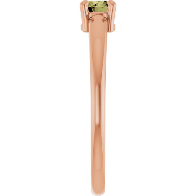 14K Gold Round Natural Green Sapphire Solitaire Ring - Rose Gold - view 9