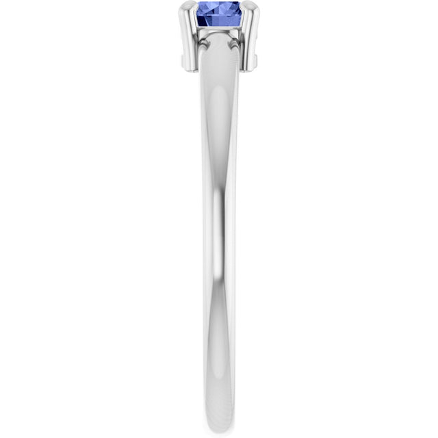 Platinum Round Natural Tanzanite Solitaire Ring - view 9